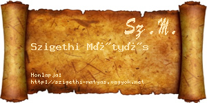 Szigethi Mátyás névjegykártya