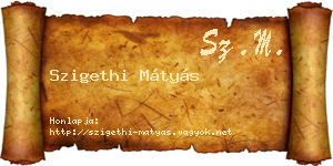 Szigethi Mátyás névjegykártya